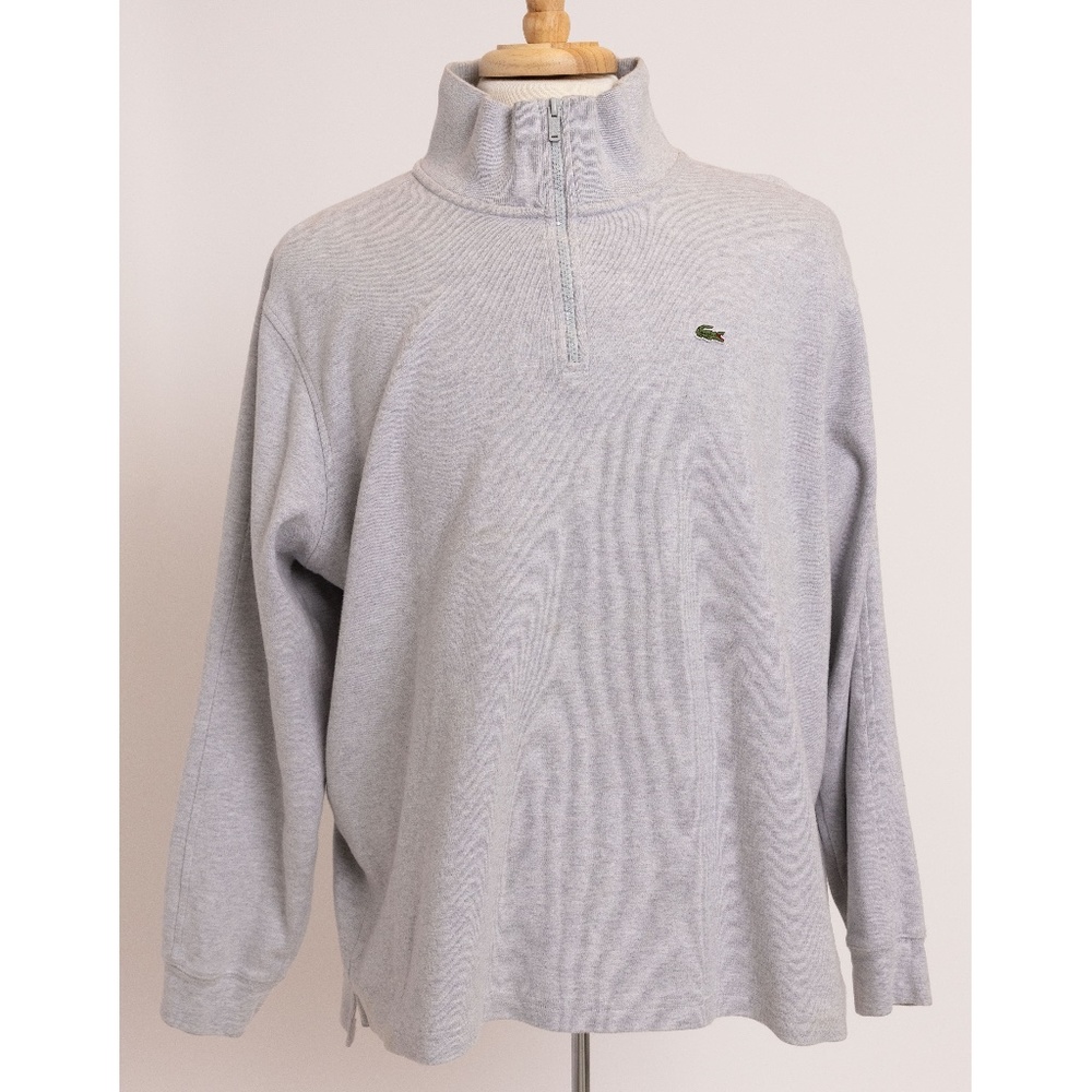Vintage Lacoste Grey 1/4 Zip Jumper 100% Cotton Euro Size 9 | US Men's XL